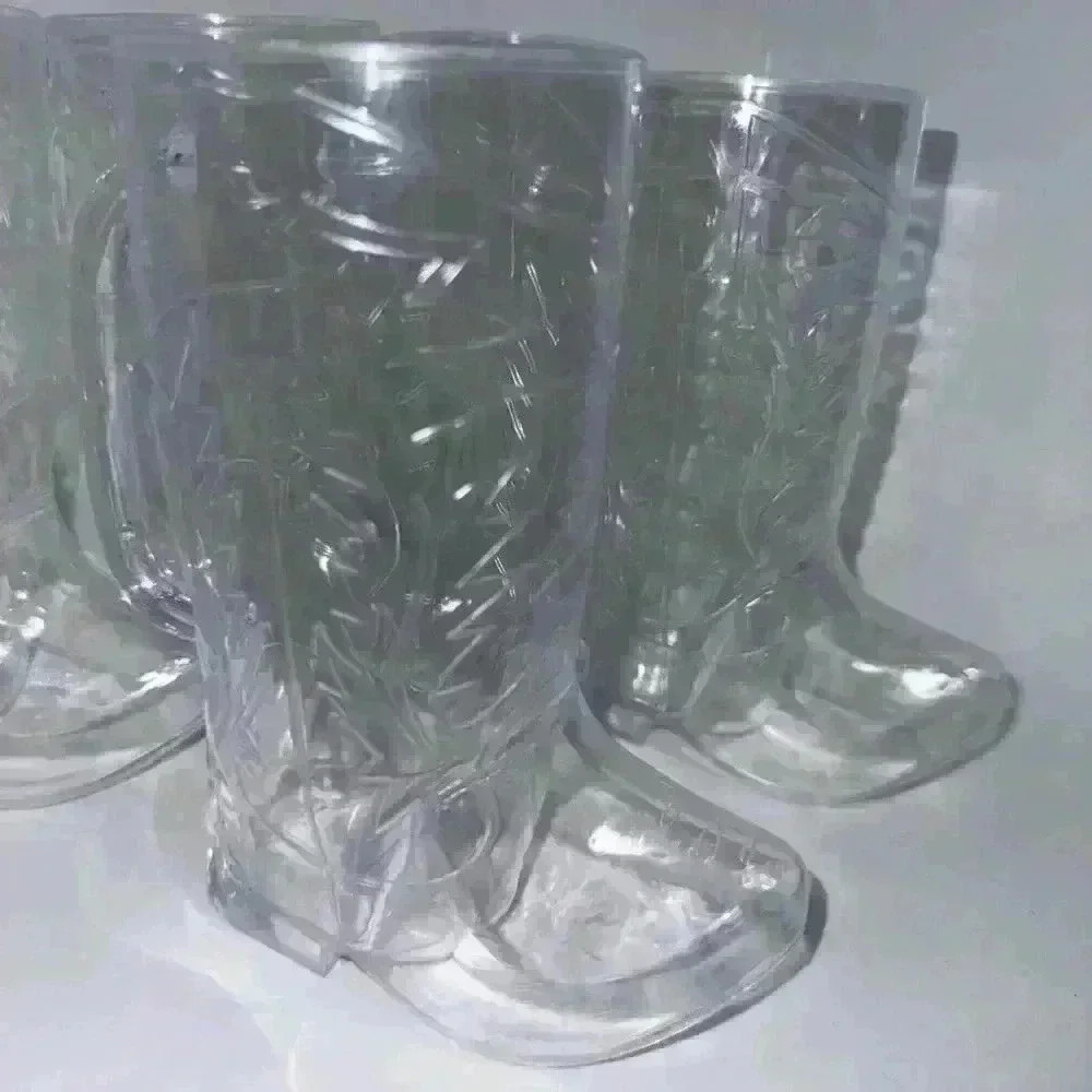 Set of 5 Clear Cowboy Boot Mug Glasses / One Size / Made of Plastic - Picture 5 of 6